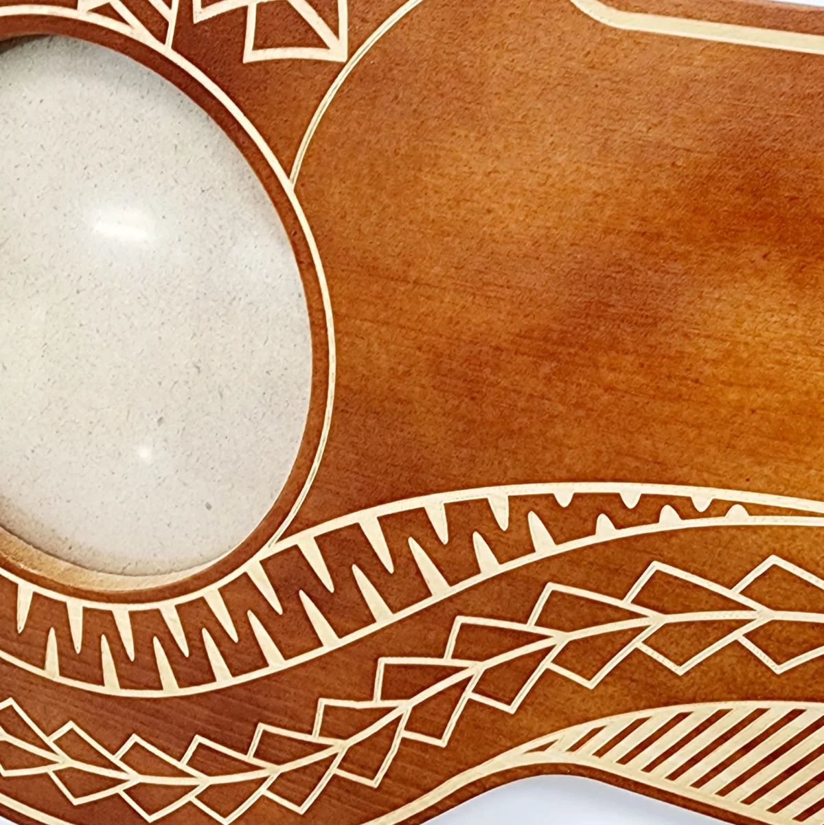 21st Wooden Key Brown Shade Island Design Key with Laser Engraved Patterns & Samoan Sila  - SJ2151