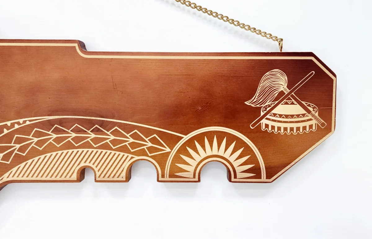 21st Wooden Key Brown Shade Island Design Key with Laser Engraved Patterns & Samoan Tanoa & Fue  - SJ2156