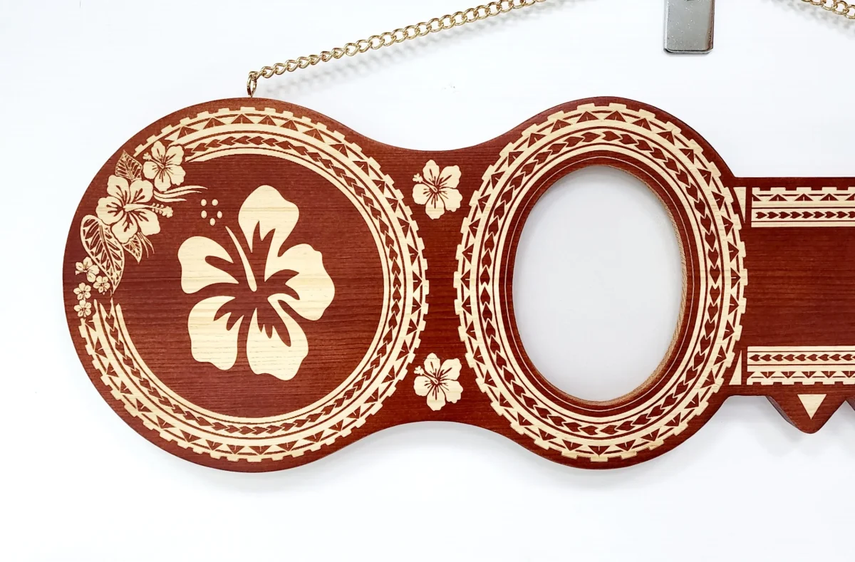 21st Wooden Key Brown Shade Island Design With Hibiscus Flower – Design SJ2457