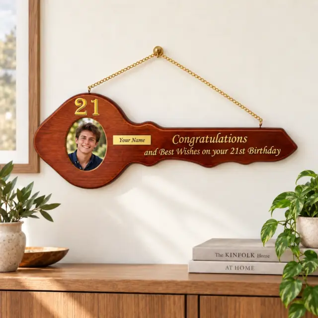 21st Wooden Key with Gold Foil Printing - SJ2422