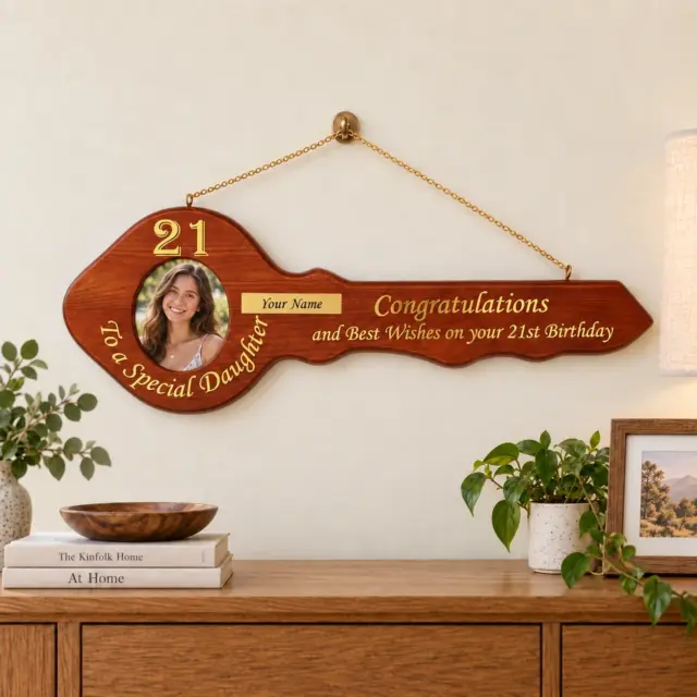 21st Wooden Key with Gold Foil Printing "To a Special Daughter" - SJ2420