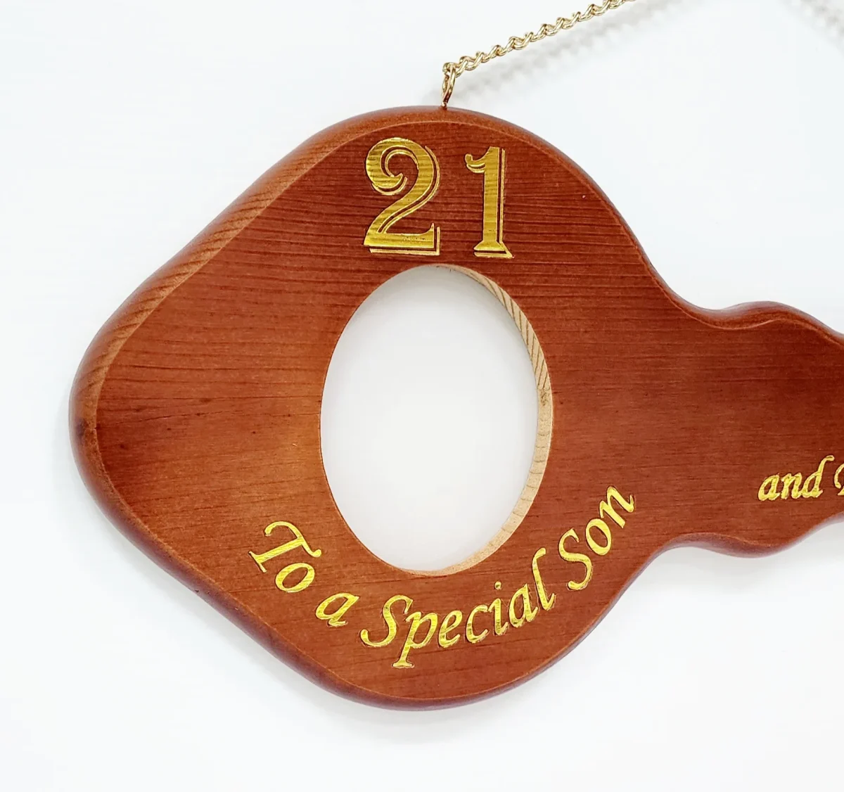 21st Wooden Key with Gold Foil Printing "To a Special Son" - SJ2421