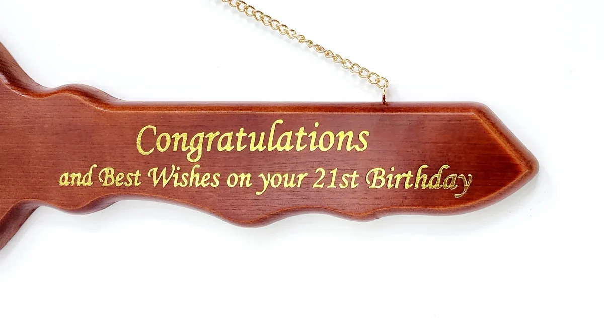 21st Wooden Key with Gold Foil Printing "To a Special Son" - SJ2421