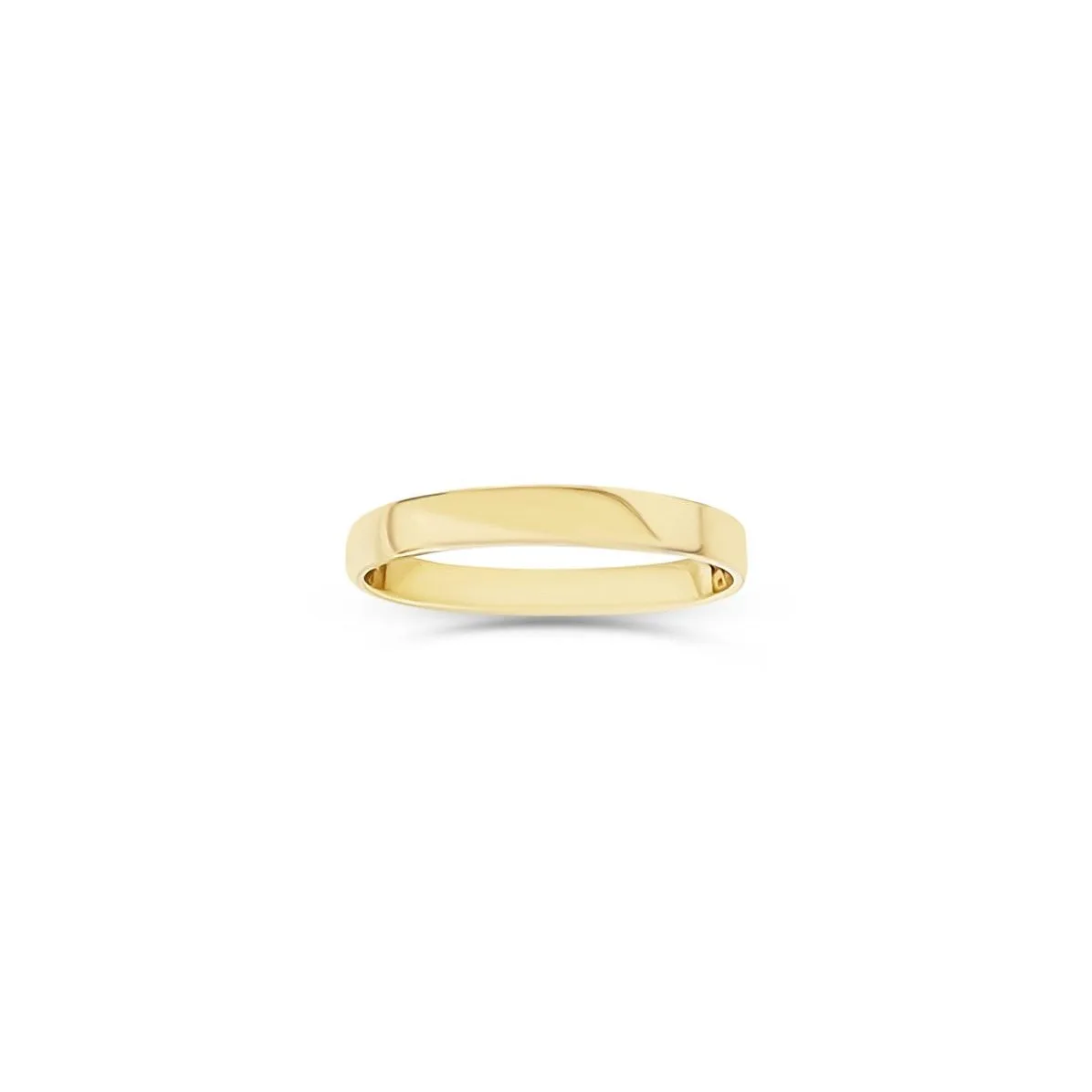 3.00mm Wide Half Round High Polished Plain Wedding Band 9ct Yellow Gold