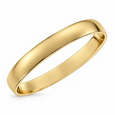 3.00mm Wide Half Round High Polished Plain Wedding Band 9ct Yellow Gold