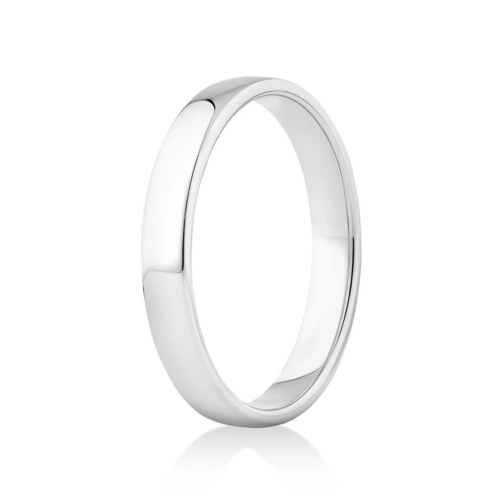 3mm Half Round Sterling Silver Plain Wedding Band