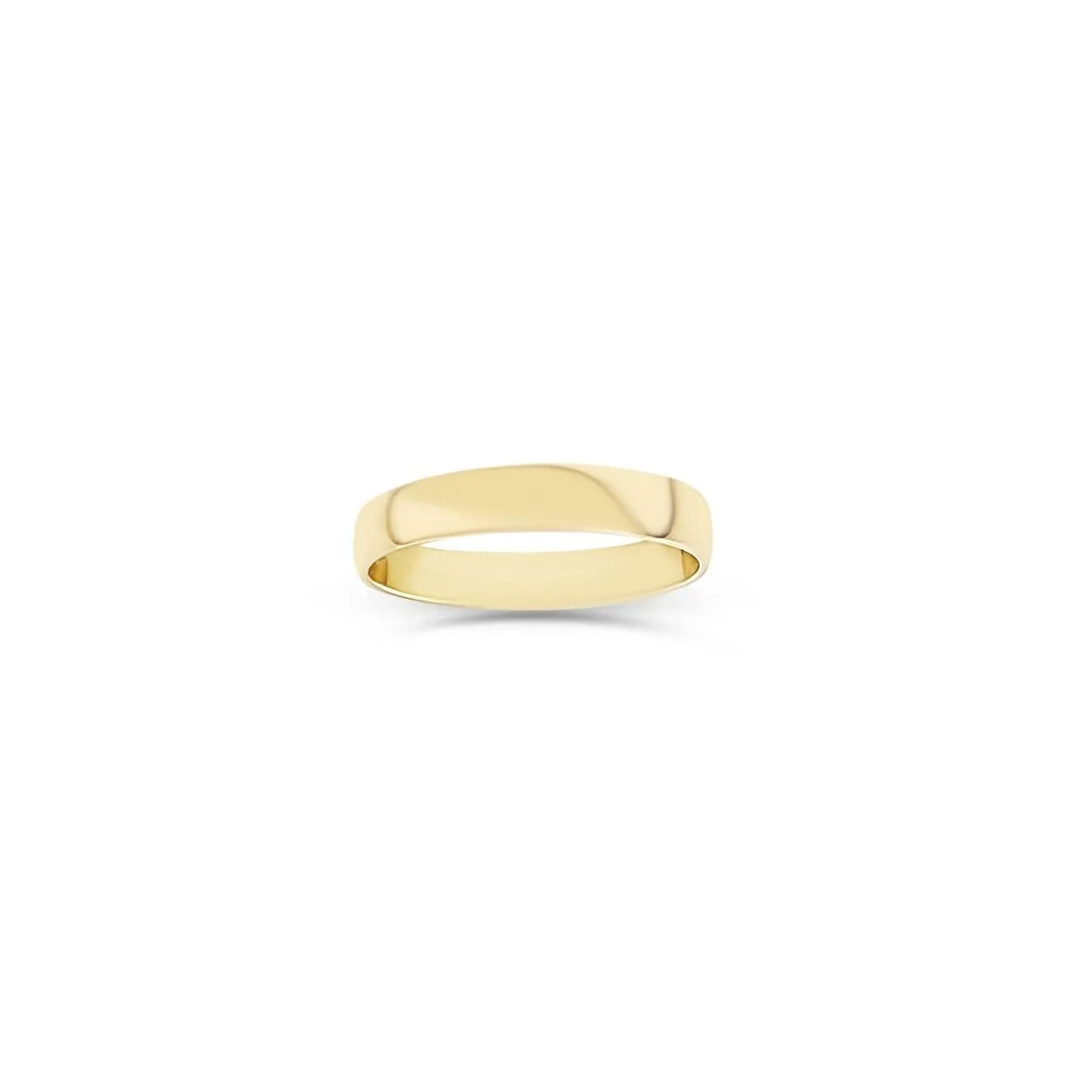4.00mm Wide Half Round High Polished Plain Wedding Band 9ct Yellow Gold