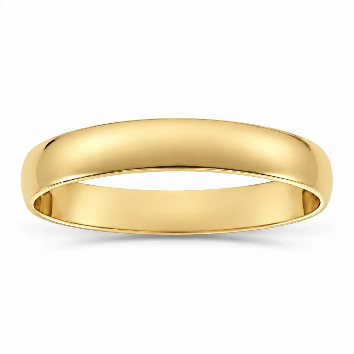 4.00mm Wide Half Round High Polished Plain Wedding Band 9ct Yellow Gold
