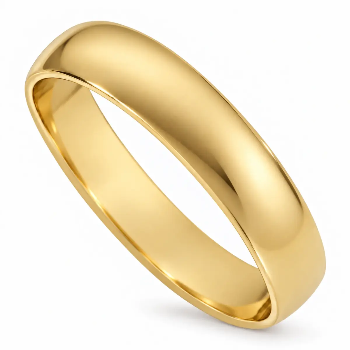 4.00mm Wide Half Round High Polished Plain Wedding Band 9ct Yellow Gold