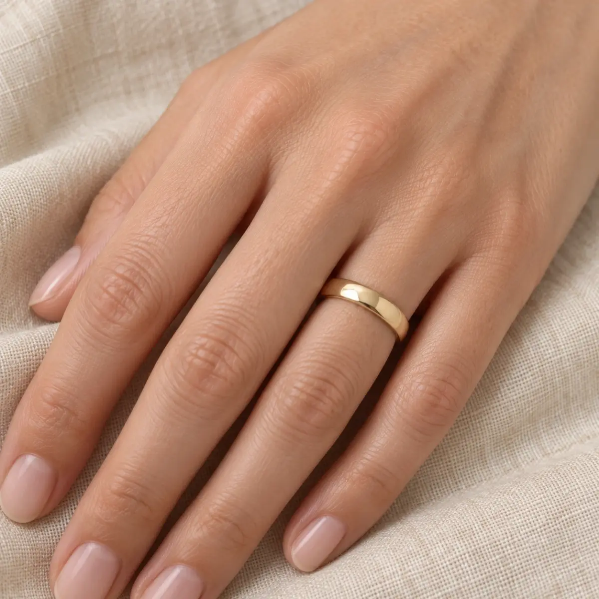 4.00mm Wide Half Round High Polished Plain Wedding Band 9ct Yellow Gold