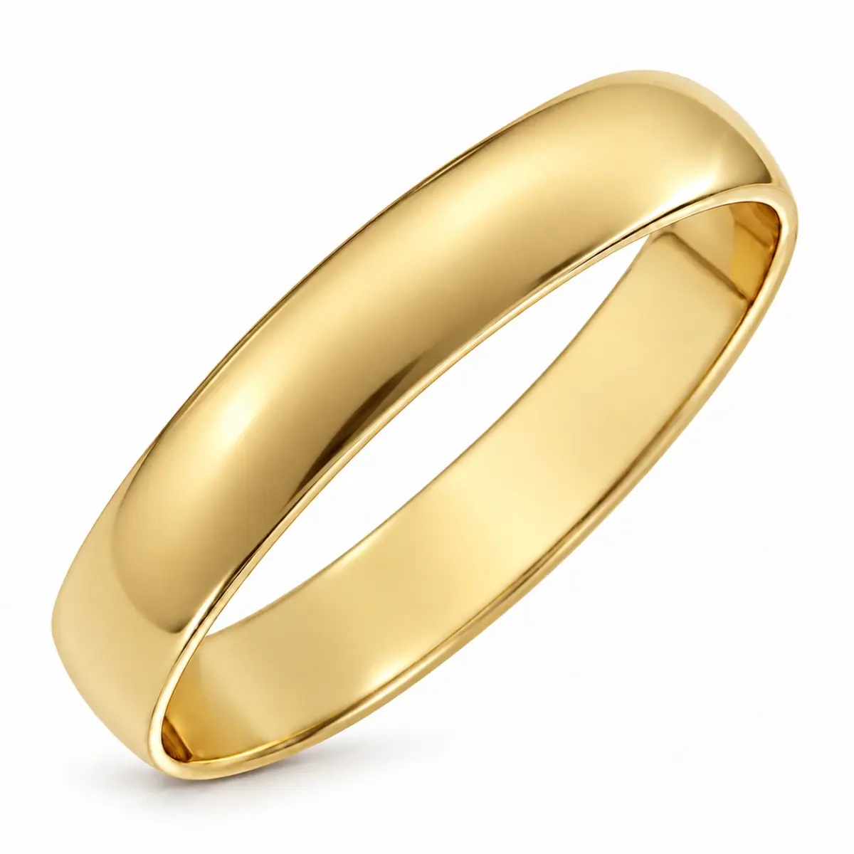 4.00mm Wide Half Round High Polished Plain Wedding Band 9ct Yellow Gold