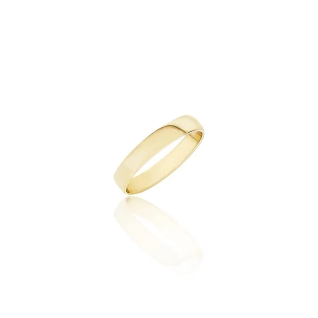 4.00mm Wide Half Round High Polished Plain Wedding Band 9ct Yellow Gold
