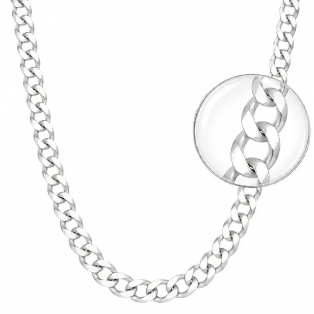 Sterling Silver FBSCD220 Flat Bevelled Diamond Cut Curb Link Chain