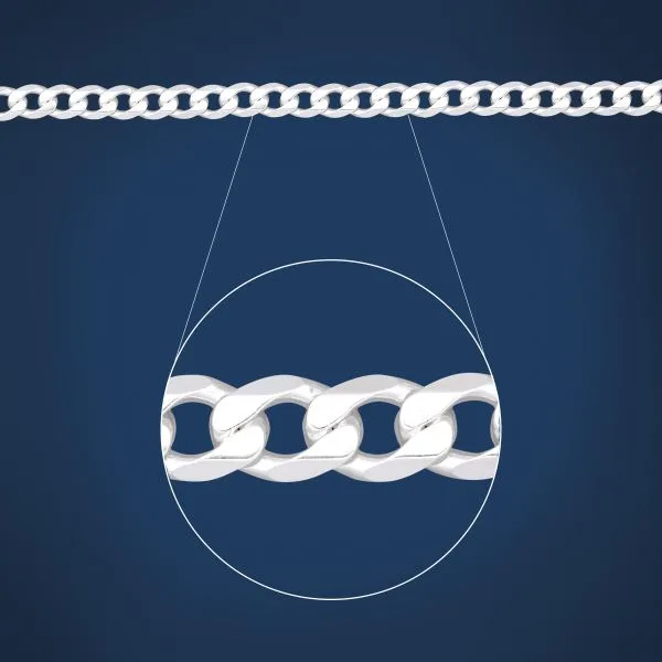 Sterling Silver FBSCD220 Flat Bevelled Diamond Cut Curb Link Chain