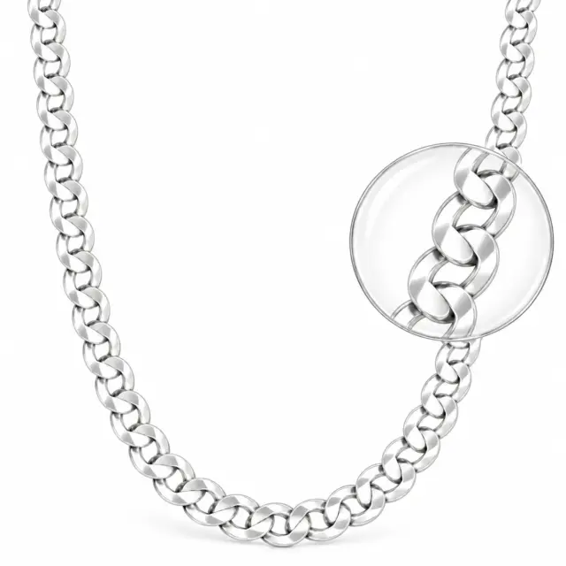 Sterling Silver FBSCD250 Flat Bevelled Diamond Cut Curb Link Chain