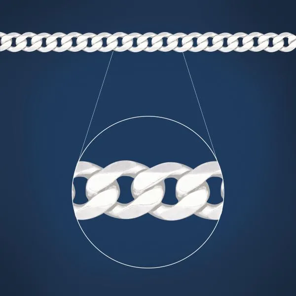 Sterling Silver FBSCD250 Flat Bevelled Diamond Cut Curb Link Chain
