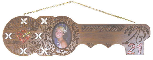 Large Island Design 21st Key with Mother of Pearl & Paua Shell Inlay - WM451