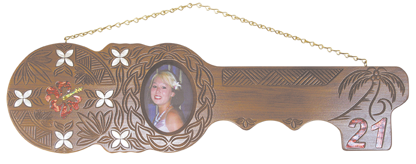 Large Island Design 21st Key with Mother of Pearl & Paua Shell Inlay - WM451