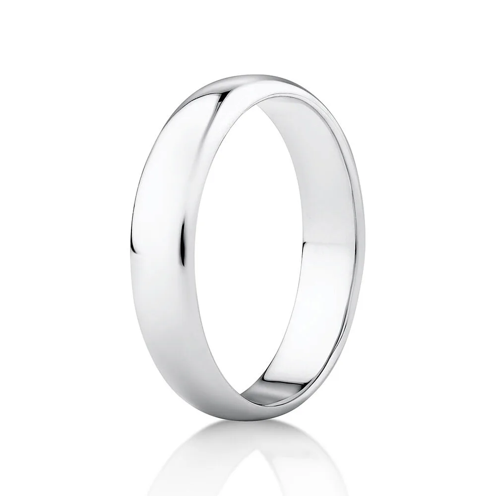 5mm Half Round Sterling Silver Plain Wedding Band