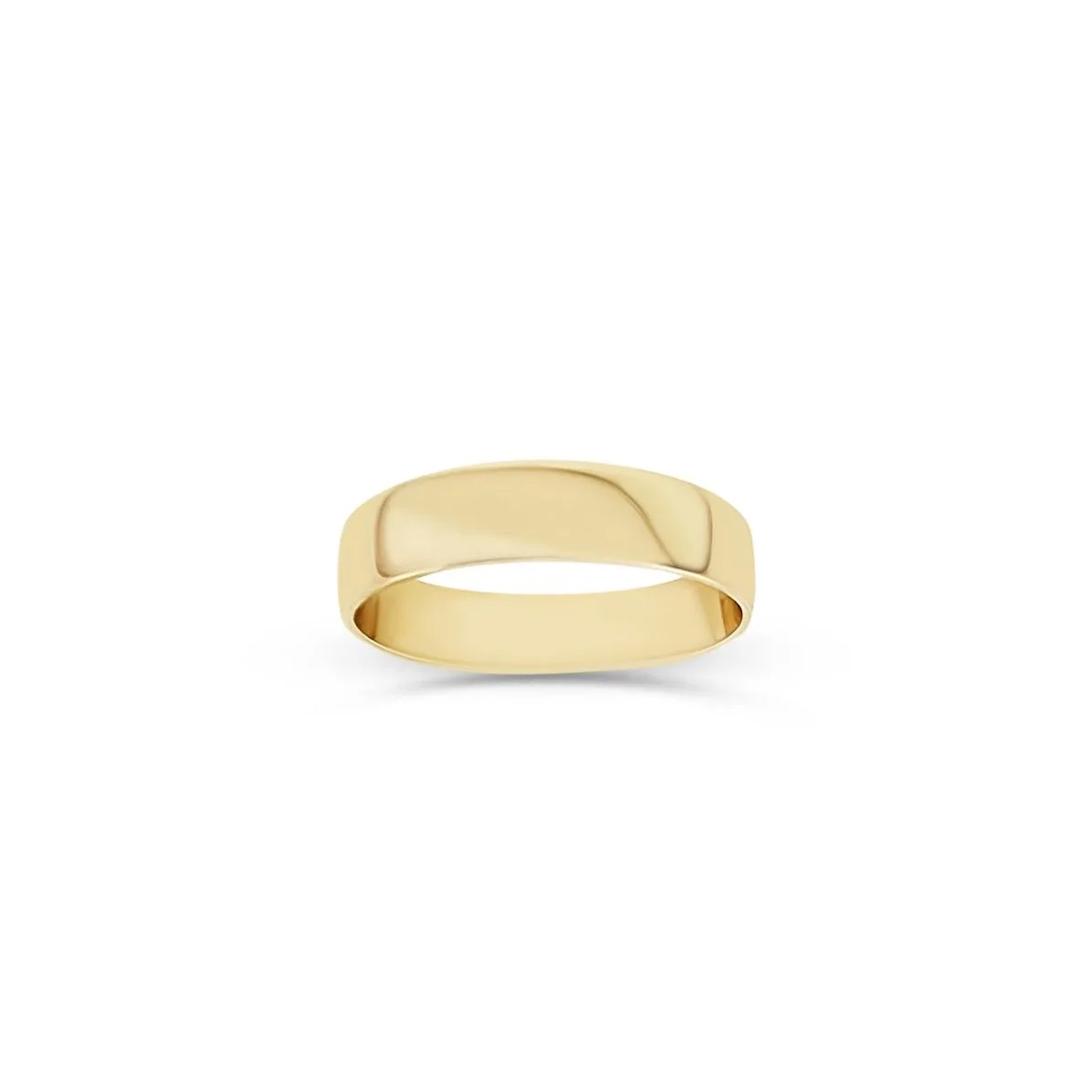 5.00mm Wide Half Round High Polished Plain Wedding Band 9ct Yellow Gold