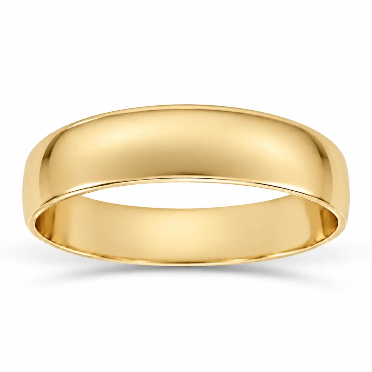 5.00mm Wide Half Round High Polished Plain Wedding Band 9ct Yellow Gold