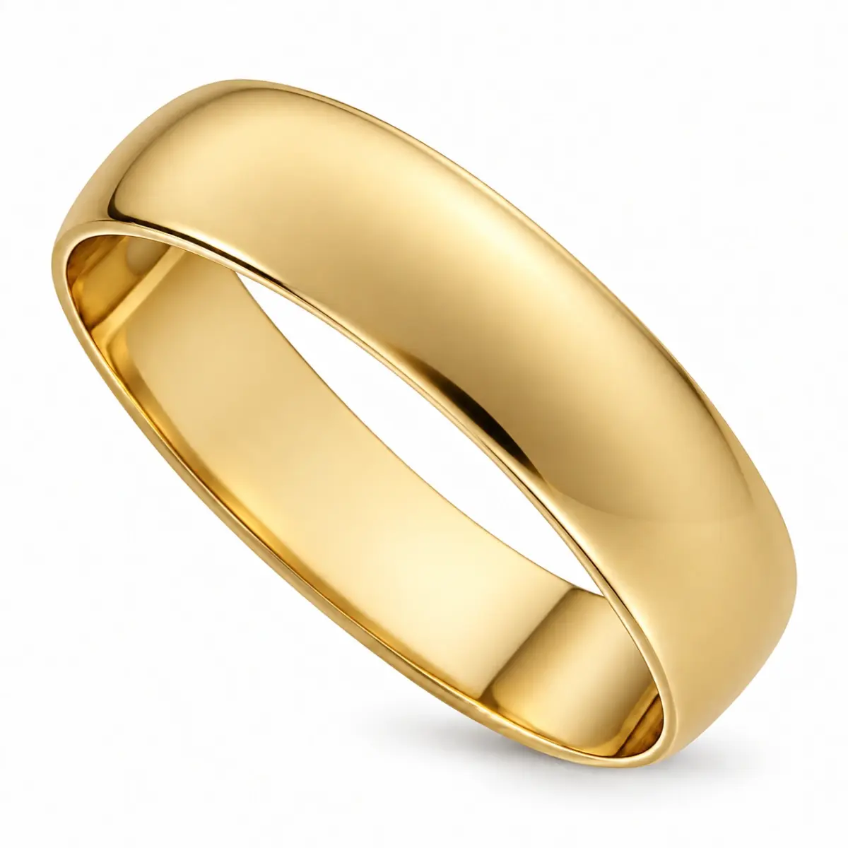 5.00mm Wide Half Round High Polished Plain Wedding Band 9ct Yellow Gold