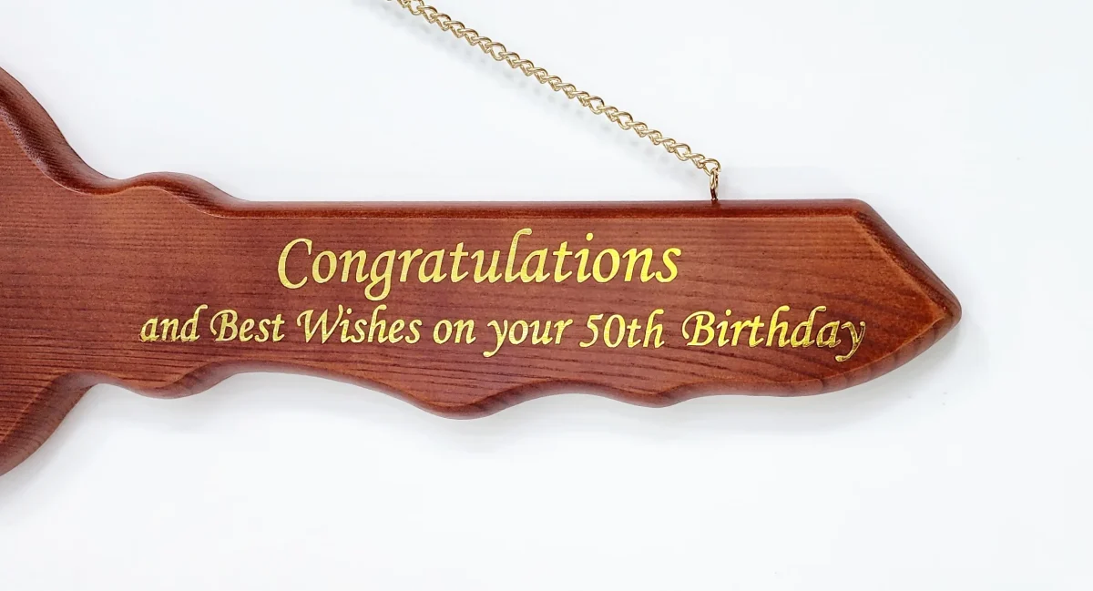 50th Wooden Key with Gold Foil Printing - SJ2423