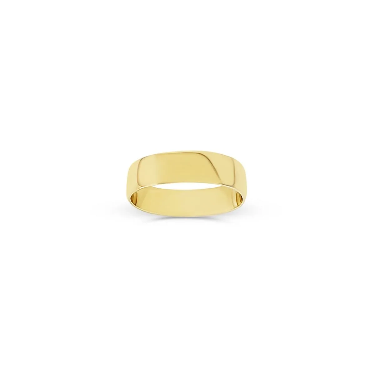 6.00mm Wide Half Round High Polished Plain Wedding Band 9ct Yellow Gold