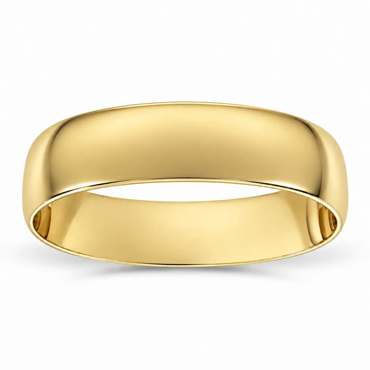 6.00mm Wide Half Round High Polished Plain Wedding Band 9ct Yellow Gold