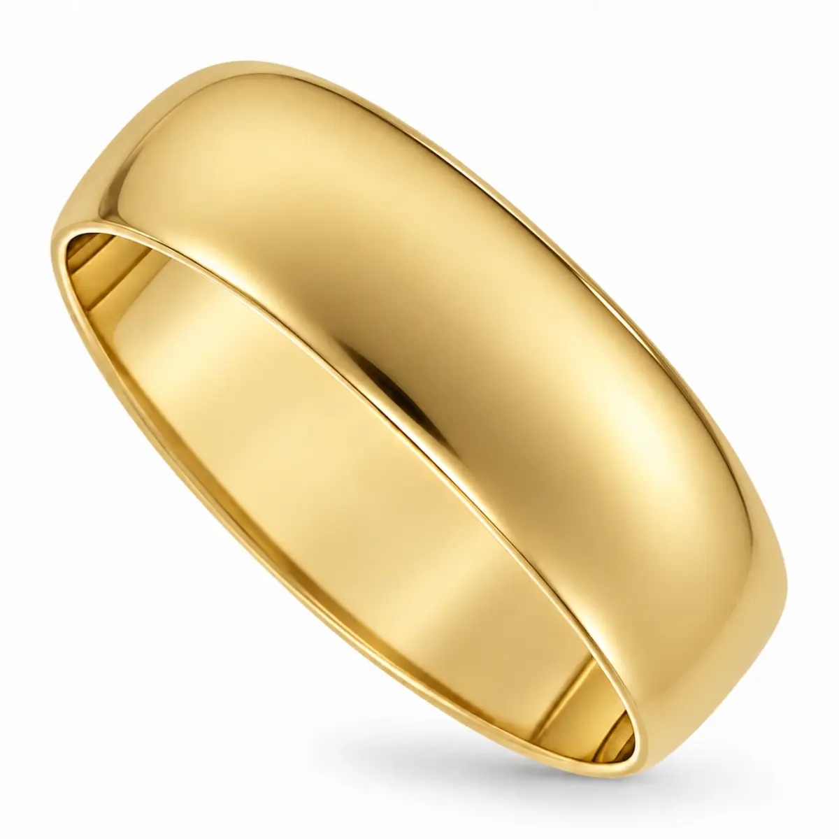 6.00mm Wide Half Round High Polished Plain Wedding Band 9ct Yellow Gold