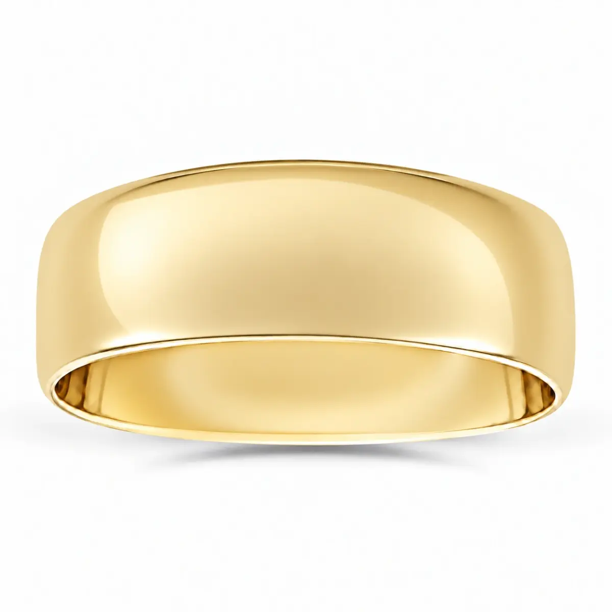 8.00mm Wide Half Round High Polished Plain Wedding Band 9ct Yellow Gold