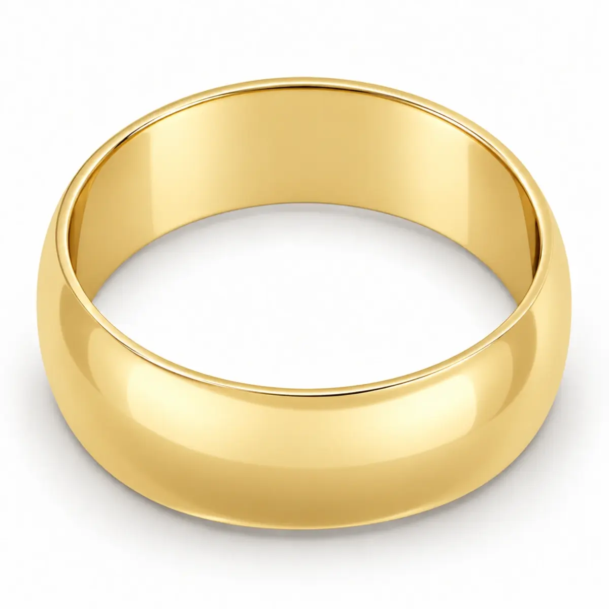 8.00mm Wide Half Round High Polished Plain Wedding Band 9ct Yellow Gold