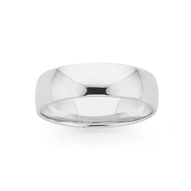 6mm Half Round Sterling Silver Plain Wedding Band