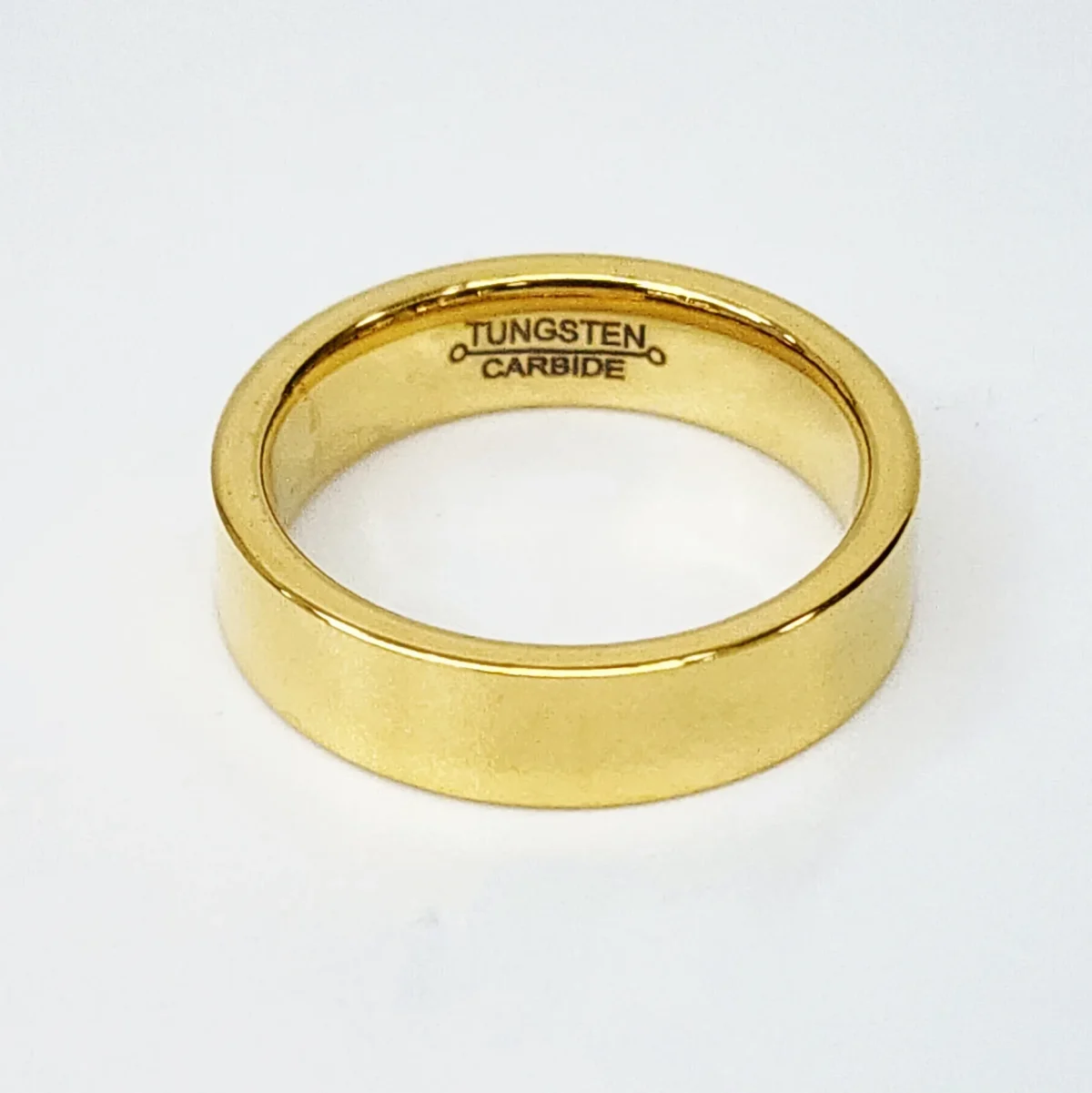 6mm Wide Gold Plated Tungsten Carbide Ring with Comfort Fit Band - TC02