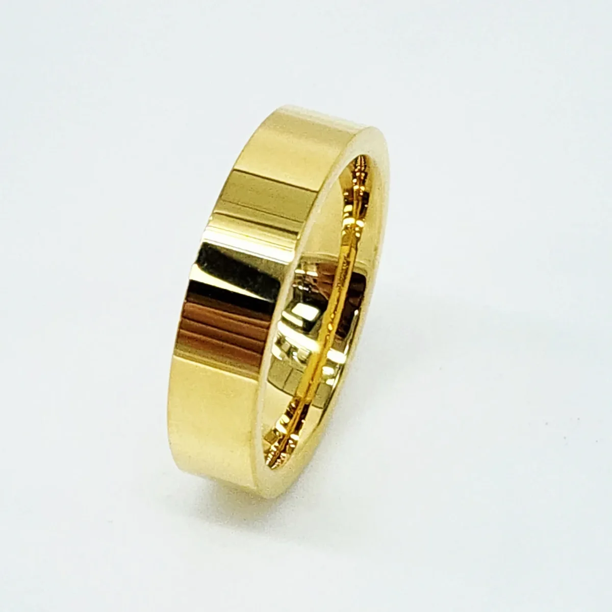 6mm Wide Gold Plated Tungsten Carbide Ring with Comfort Fit Band - TC02
