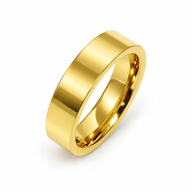 6mm Wide Gold Plated Tungsten Carbide Ring with Comfort Fit Band - TC02