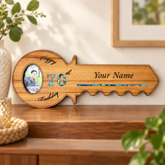 70th Key with Paua Inlay & Oval Picture Frame