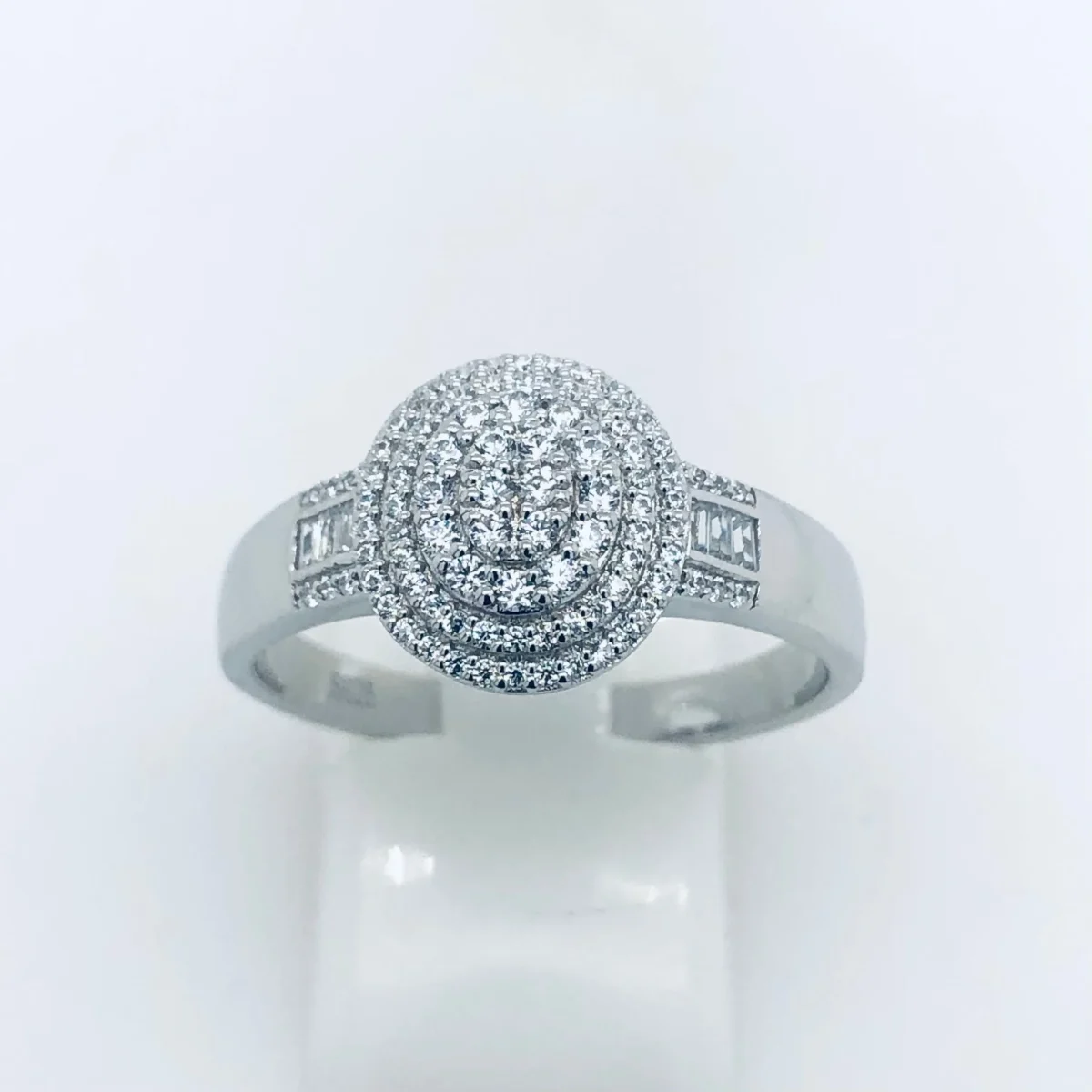Sterling Silver Cocktail Cluster Ring With Cubic Zirconia Setting