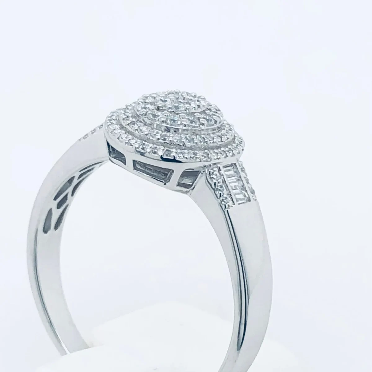 Sterling Silver Cocktail Cluster Ring With Cubic Zirconia Setting