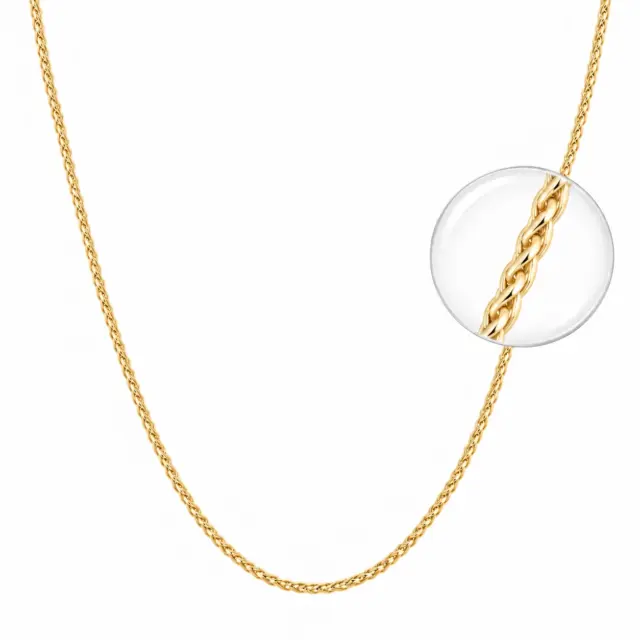9ct Yellow Gold 1.2mm Diamond Cut Round Magic Wheat Link Chain