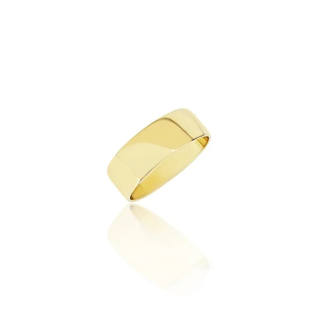 8.00mm Wide Half Round High Polished Plain Wedding Band 9ct Yellow Gold