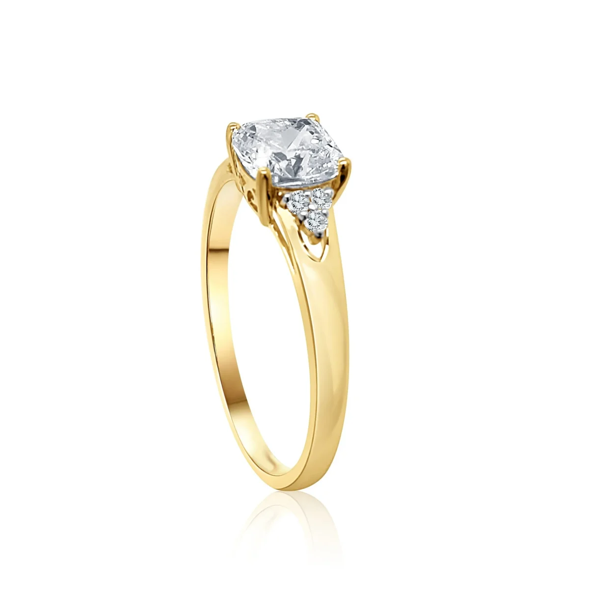 9ct Yellow Gold Cubic Zirconia Cusion Cut Engagement Ring