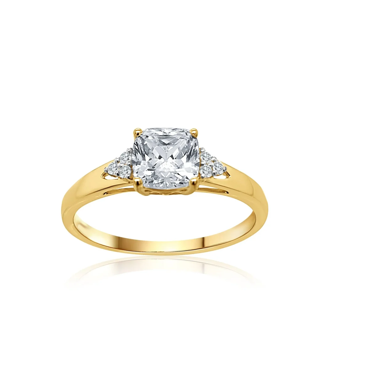 9ct Yellow Gold Cubic Zirconia Cusion Cut Engagement Ring