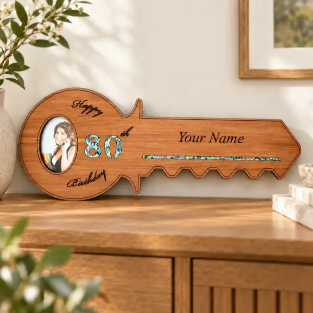 80th Key with Paua Inlay & Oval Picture Frame