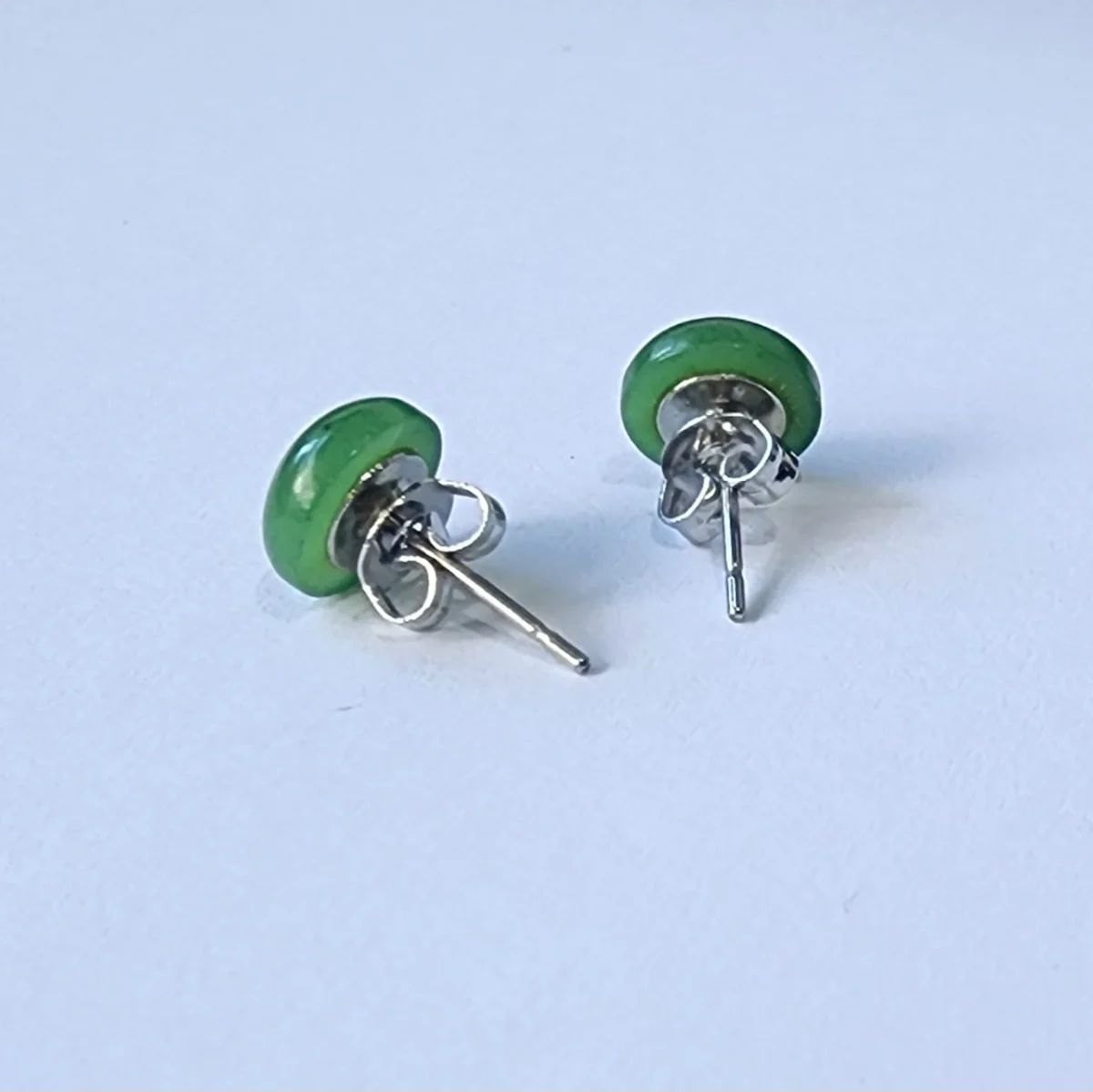 8mm Round NZ Greenstone Stud Earrings