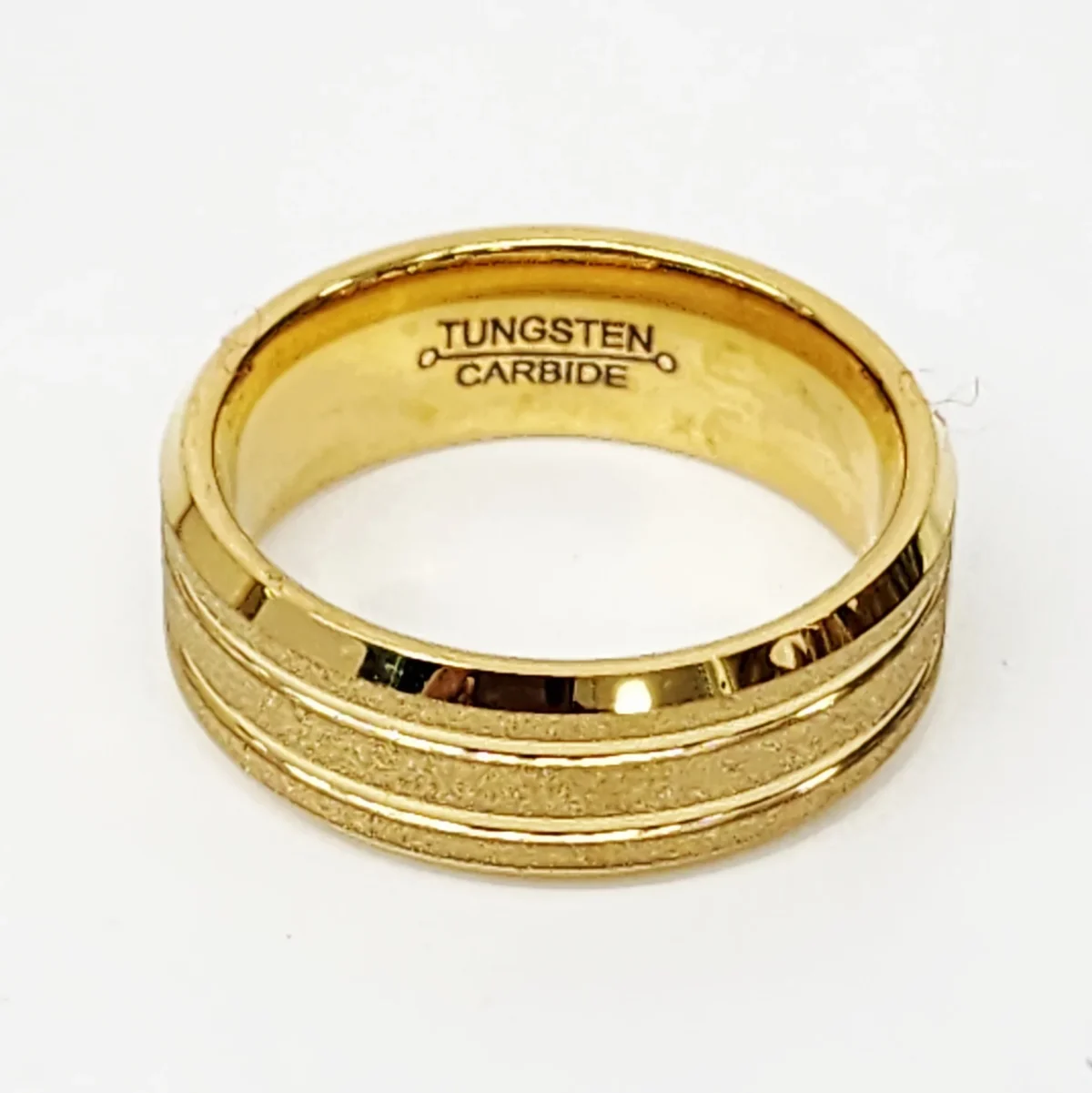 8mm Wide Gold Plated Tungsten Carbide Ring with Comfort Fit Band - TC05