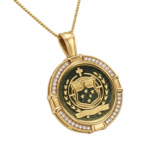 9ct Gold 0.36ct Diamond Mount with 9ct Gold Samoan Sila Coin Insert pendant
