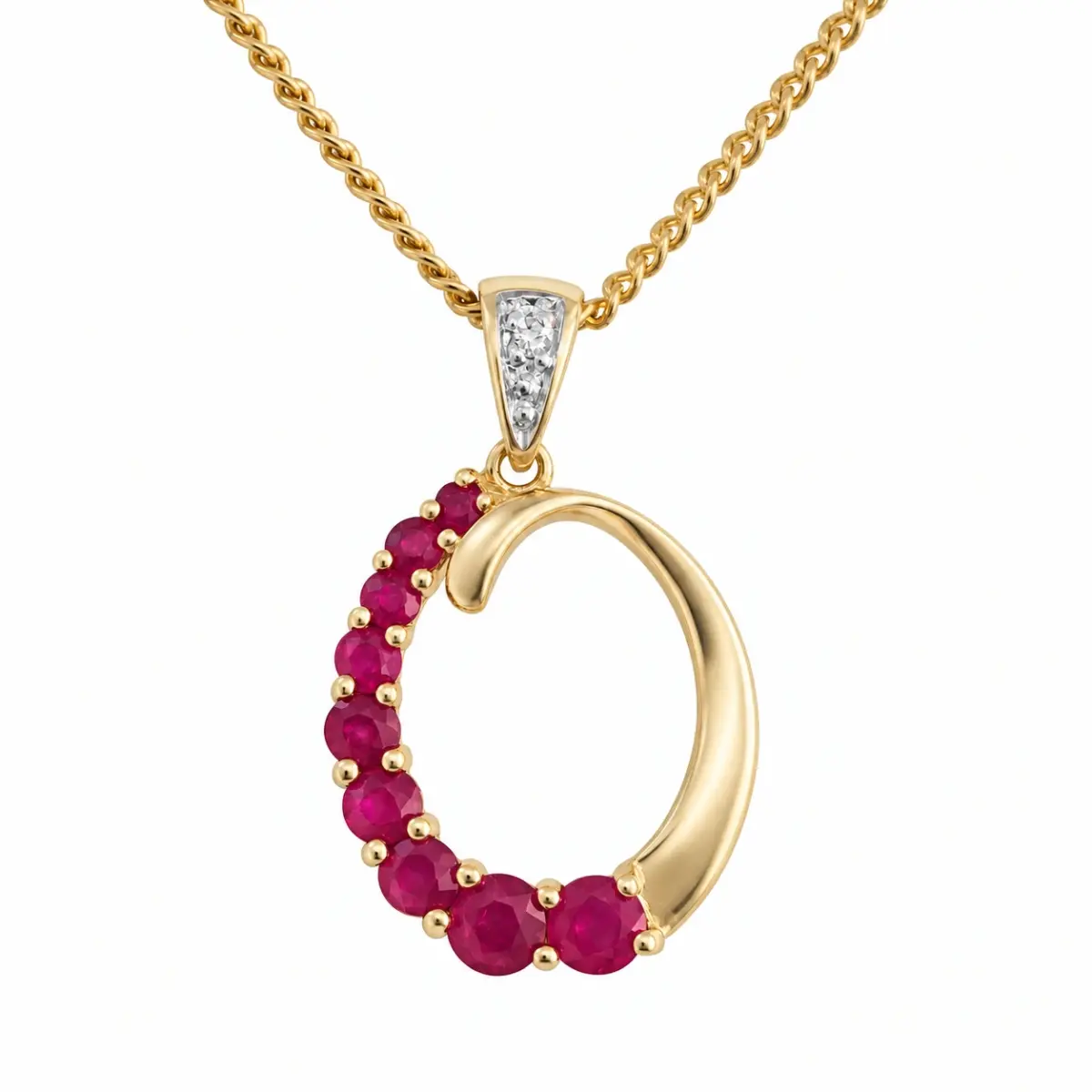 9ct Gold Diamond & Ruby Pendant - 012