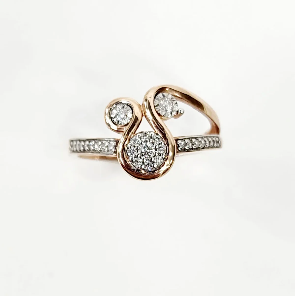 9ct Rose Gold Fancy Swirl 0.16ct Diamond Ring