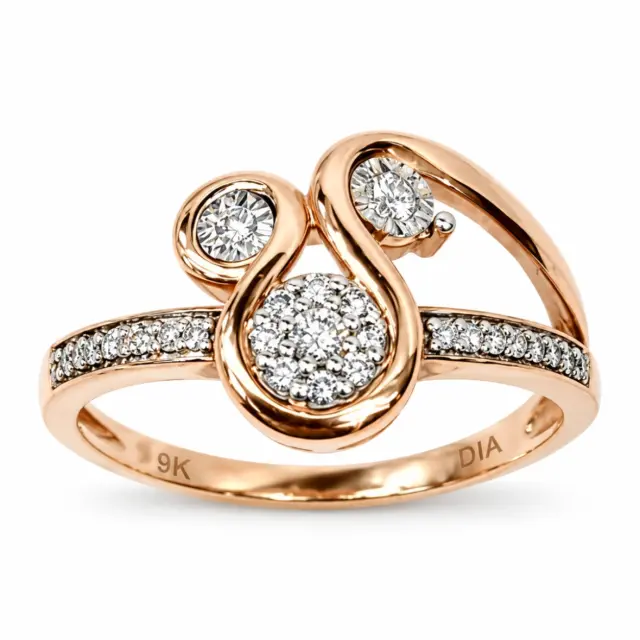 9ct Rose Gold Fancy Swirl 0.16ct Diamond Ring
